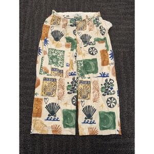 Free People Seaside Pull On Pants Summer Stamps Pattern Coastal Boho XL